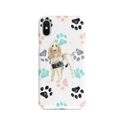 Spinone Italiano Muddy Paws phone case. 3 muddy styles for your Iphone 15 Pro Max, Iphone 14, 13, 12 to 6 & Samsung Galaxy S23 Ultra, S22, S21 to S6. 7 adventure dogs case muddy spinone italiano colour paws front view