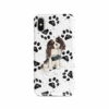 Tri colour King Charles Spaniel Muddy Paws phone case. 3 muddy styles for your Iphone 15 Pro Max, Iphone 14, 13, 12 to 6 & Samsung Galaxy S23 Ultra, S22, S21 to S6. 1 adventure dogs case muddy tri colour king charles spaniel bw paws front view