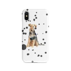 Welsh Terrier Muddy Paws phone case. 3 muddy styles for your Iphone 15 Pro Max, Iphone 14, 13, 12 to 6 & Samsung Galaxy S23 Ultra, S22, S21 to S6. 8 adventure dogs case muddy welsh terrier splash front view