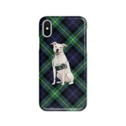 American Staffordshire terrier Tartan phone case. 11 Tartan styles for your Iphone 15 Pro Max, Iphone 14, 13, 12 to 6 & Samsung Galaxy S23 Ultra, S22, S21 to S6 22 adventure dogs tartan case american staffordshire terrier gordon front view