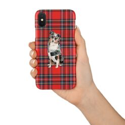 Australian Shepherd Tartan phone case. 11 Tartan styles for your Iphone 15 Pro Max, Iphone 14, 13, 12 to 6 & Samsung Galaxy S23 Ultra, S22, S21 to S6 16 adventure dogs tartan case australian shepherd royal stewart in hand