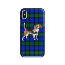 Beagle Tartan phone case. 11 Tartan styles for your Iphone 15 Pro Max, Iphone 14, 13, 12 to 6 & Samsung Galaxy S23 Ultra, S22, S21 to S6 17 adventure dogs tartan case beagle black watch front view