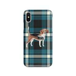 Beagle Tartan phone case. 11 Tartan styles for your Iphone 15 Pro Max, Iphone 14, 13, 12 to 6 & Samsung Galaxy S23 Ultra, S22, S21 to S6 24 adventure dogs tartan case beagle modern front view