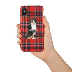 Bernese Mountain Dog Tartan phone case. 11 Tartan styles for your Iphone 15 Pro Max, Iphone 14, 13, 12 to 6 & Samsung Galaxy S23 Ultra, S22, S21 to S6 16 adventure dogs tartan case bernese mountain dog royal stewart in hand