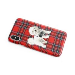 Bichon Frise Tartan phone case. 11 Tartan styles for your Iphone 15 Pro Max, Iphone 14, 13, 12 to 6 & Samsung Galaxy S23 Ultra, S22, S21 to S6 15 adventure dogs tartan case bichon frise royal stewart side