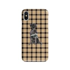 adventure dogs tartan case black lab brown tartan front view