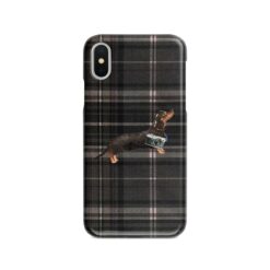 adventure dogs tartan case black tan dachshund dark tartan front view