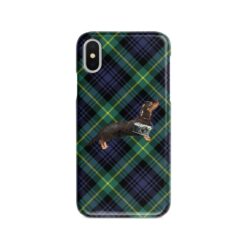 adventure dogs tartan case black tan dachshund gordon front view