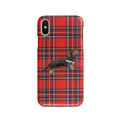 Black & Tan Dachshund Tartan phone case. 11 Tartan styles for your Iphone 15 Pro Max, Iphone 14, 13, 12 to 6 & Samsung Galaxy S23 Ultra, S22, S21 to S6