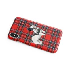 Black&white French bulldog Tartan phone case. 11 Tartan styles for your Iphone 15 Pro Max, Iphone 14, 13, 12 to 6 & Samsung Galaxy S23 Ultra, S22, S21 to S6 15 adventure dogs tartan case blackwhite french bulldog royal stewart side