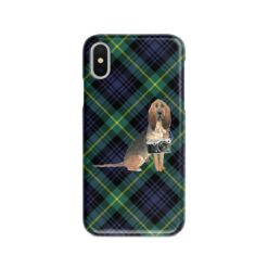 BloodHound Tartan phone case. 11 Tartan styles for your Iphone 15 Pro Max, Iphone 14, 13, 12 to 6 & Samsung Galaxy S23 Ultra, S22, S21 to S6 21 adventure dogs tartan case bloodhound gordon front view
