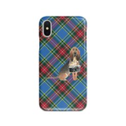 BloodHound Tartan phone case. 11 Tartan styles for your Iphone 15 Pro Max, Iphone 14, 13, 12 to 6 & Samsung Galaxy S23 Ultra, S22, S21 to S6 23 adventure dogs tartan case bloodhound macbeth front view