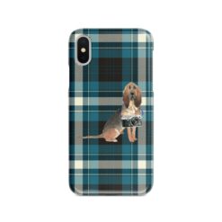 BloodHound Tartan phone case. 11 Tartan styles for your Iphone 15 Pro Max, Iphone 14, 13, 12 to 6 & Samsung Galaxy S23 Ultra, S22, S21 to S6 24 adventure dogs tartan case bloodhound modern front view