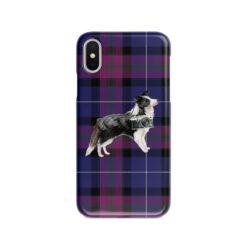 Border Collie Tartan phone case. 11 Tartan styles for your Iphone 15 Pro Max, Iphone 14, 13, 12 to 6 & Samsung Galaxy S23 Ultra, S22, S21 to S6 26 adventure dogs tartan case border collie pride of scotland front view