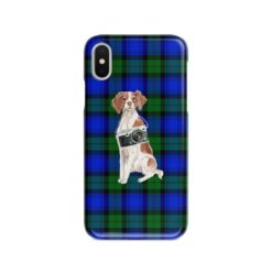 Brittany Tartan phone case. 11 Tartan styles for your Iphone 15 Pro Max, Iphone 14, 13, 12 to 6 & Samsung Galaxy S23 Ultra, S22, S21 to S6 17 adventure dogs tartan case brittany black watch front view