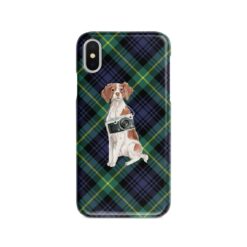 Brittany Tartan phone case. 11 Tartan styles for your Iphone 15 Pro Max, Iphone 14, 13, 12 to 6 & Samsung Galaxy S23 Ultra, S22, S21 to S6 21 adventure dogs tartan case brittany gordon front view