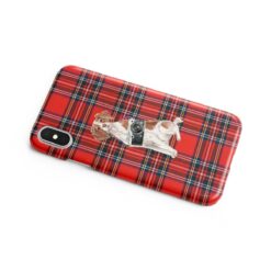 Brittany Tartan phone case. 11 Tartan styles for your Iphone 15 Pro Max, Iphone 14, 13, 12 to 6 & Samsung Galaxy S23 Ultra, S22, S21 to S6 15 adventure dogs tartan case brittany royal stewart side