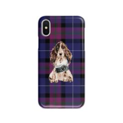 Brown Cocker Spaniel Tartan phone case. 11 Tartan styles for your Iphone 15 Pro Max, Iphone 14, 13, 12 to 6 & Samsung Galaxy S23 Ultra, S22, S21 to S6 26 adventure dogs tartan case brown cocker spaniel pride of scotland front view