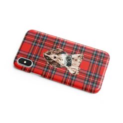 Brown Cocker Spaniel Tartan phone case. 11 Tartan styles for your Iphone 15 Pro Max, Iphone 14, 13, 12 to 6 & Samsung Galaxy S23 Ultra, S22, S21 to S6 15 adventure dogs tartan case brown cocker spaniel royal stewart side