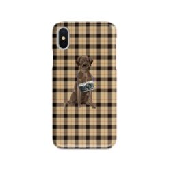 adventure dogs tartan case brown labrador retriever brown tartan front view