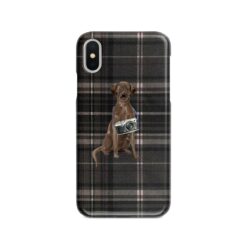 adventure dogs tartan case brown labrador retriever dark tartan front view