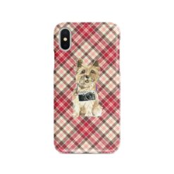 adventure dogs tartan case cairn terrier pink front view