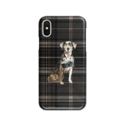Catahoula Leopard Dog Tartan phone case. 11 Tartan styles for your Iphone 15 Pro Max, Iphone 14, 13, 12 to 6 & Samsung Galaxy S23 Ultra, S22, S21 to S6 20 adventure dogs tartan case catahoula leopard dog dark tartan front view