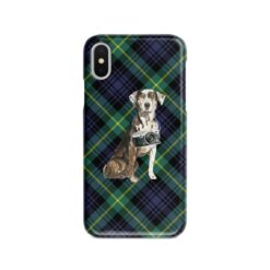Catahoula Leopard Dog Tartan phone case. 11 Tartan styles for your Iphone 15 Pro Max, Iphone 14, 13, 12 to 6 & Samsung Galaxy S23 Ultra, S22, S21 to S6 21 adventure dogs tartan case catahoula leopard dog gordon front view