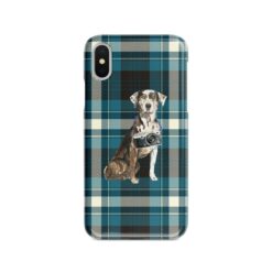 Catahoula Leopard Dog Tartan phone case. 11 Tartan styles for your Iphone 15 Pro Max, Iphone 14, 13, 12 to 6 & Samsung Galaxy S23 Ultra, S22, S21 to S6 24 adventure dogs tartan case catahoula leopard dog modern front view