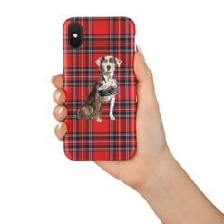 Catahoula Leopard Dog Tartan phone case. 11 Tartan styles for your Iphone 15 Pro Max, Iphone 14, 13, 12 to 6 & Samsung Galaxy S23 Ultra, S22, S21 to S6 16 adventure dogs tartan case catahoula leopard dog royal stewart in hand