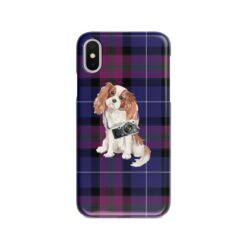 Cavalier King Charles Spaniel Tartan phone case. 11 Tartan styles for your Iphone 15 Pro Max, Iphone 14, 13, 12 to 6 & Samsung Galaxy S23 Ultra, S22, S21 to S6 26 adventure dogs tartan case cavalier king charles spaniel pride of scotland front view