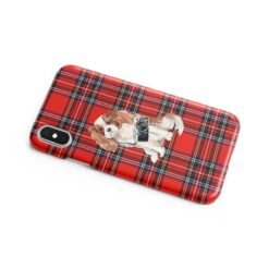 Cavalier King Charles Spaniel Tartan phone case. 11 Tartan styles for your Iphone 15 Pro Max, Iphone 14, 13, 12 to 6 & Samsung Galaxy S23 Ultra, S22, S21 to S6 15 adventure dogs tartan case cavalier king charles spaniel royal stewart side