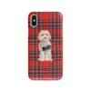 Champagne cockapoo Tartan phone case. 11 Tartan styles for your Iphone 15 Pro Max, Iphone 14, 13, 12 to 6 & Samsung Galaxy S23 Ultra, S22, S21 to S6