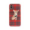 Chihuahua Tartan phone case. 11 Tartan styles for your Iphone 15 Pro Max, Iphone 14, 13, 12 to 6 & Samsung Galaxy S23 Ultra, S22, S21 to S6 1 adventure dogs tartan case chihuahua royal stewart front view