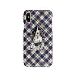 adventure dogs tartan case cocker spaniel blue beige front view