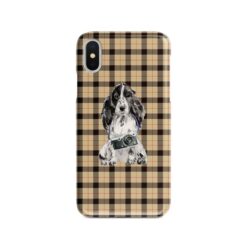 adventure dogs tartan case cocker spaniel brown tartan front view