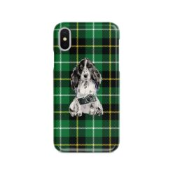 adventure dogs tartan case cocker spaniel green tartan front view