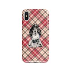 adventure dogs tartan case cocker spaniel pink front view