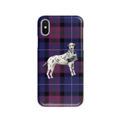 Dalmatian Tartan phone case. 11 Tartan styles for your Iphone 15 Pro Max, Iphone 14, 13, 12 to 6 & Samsung Galaxy S23 Ultra, S22, S21 to S6 26 adventure dogs tartan case dalmatian pride of scotland front view