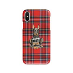 Doberman Tartan phone case. 11 Tartan styles for your Iphone 15 Pro Max, Iphone 14, 13, 12 to 6 & Samsung Galaxy S23 Ultra, S22, S21 to S6