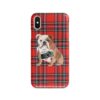 English Bulldog Tartan phone case. 11 Tartan styles for your Iphone 15 Pro Max, Iphone 14, 13, 12 to 6 & Samsung Galaxy S23 Ultra, S22, S21 to S6 1 adventure dogs tartan case english bulldog royal stewart front view