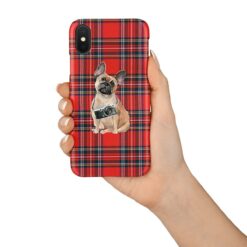 French Bulldog Tartan phone case. 11 Tartan styles for your Iphone 15 Pro Max, Iphone 14, 13, 12 to 6 & Samsung Galaxy S23 Ultra, S22, S21 to S6 17 adventure dogs tartan case french bulldog royal stewart in hand