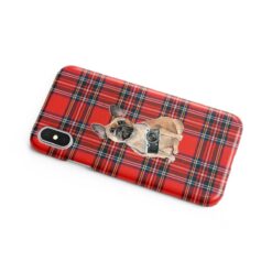 French Bulldog Tartan phone case. 11 Tartan styles for your Iphone 15 Pro Max, Iphone 14, 13, 12 to 6 & Samsung Galaxy S23 Ultra, S22, S21 to S6 16 adventure dogs tartan case french bulldog royal stewart side