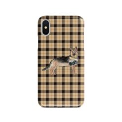 adventure dogs tartan case german shepherd brown tartan front view