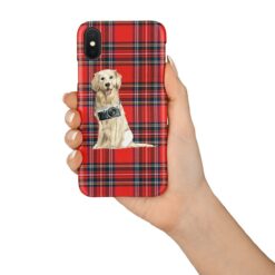 Golden Retriever Tartan phone case. 11 Tartan styles for your Iphone 15 Pro Max, Iphone 14, 13, 12 to 6 & Samsung Galaxy S23 Ultra, S22, S21 to S6 16 adventure dogs tartan case golden retriever royal stewart in hand