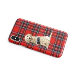 Golden Retriever Tartan phone case. 11 Tartan styles for your Iphone 15 Pro Max, Iphone 14, 13, 12 to 6 & Samsung Galaxy S23 Ultra, S22, S21 to S6 15 adventure dogs tartan case golden retriever royal stewart side