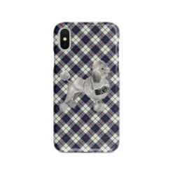 adventure dogs tartan case grey poodle blue beige front view