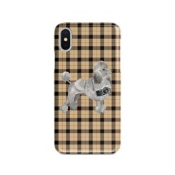 adventure dogs tartan case grey poodle brown tartan front view