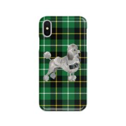 adventure dogs tartan case grey poodle green tartan front view
