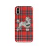 Grey Poodle Tartan phone case. 11 Tartan styles for your Iphone 15 Pro Max, Iphone 14, 13, 12 to 6 & Samsung Galaxy S23 Ultra, S22, S21 to S6 1 adventure dogs tartan case grey poodle royal stewart front view